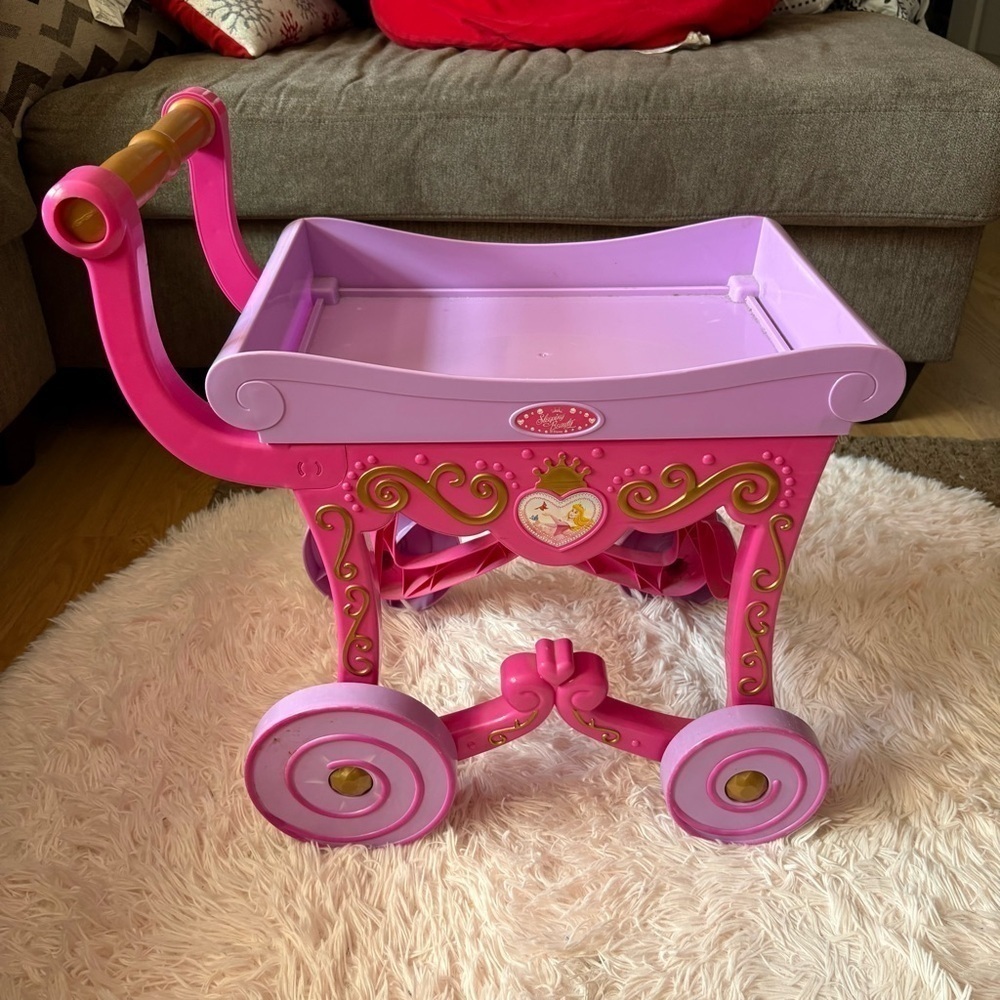 Disney Parks Aurora Sleeping Beauty Musical Tea Cart Kids Toy Pink Purple